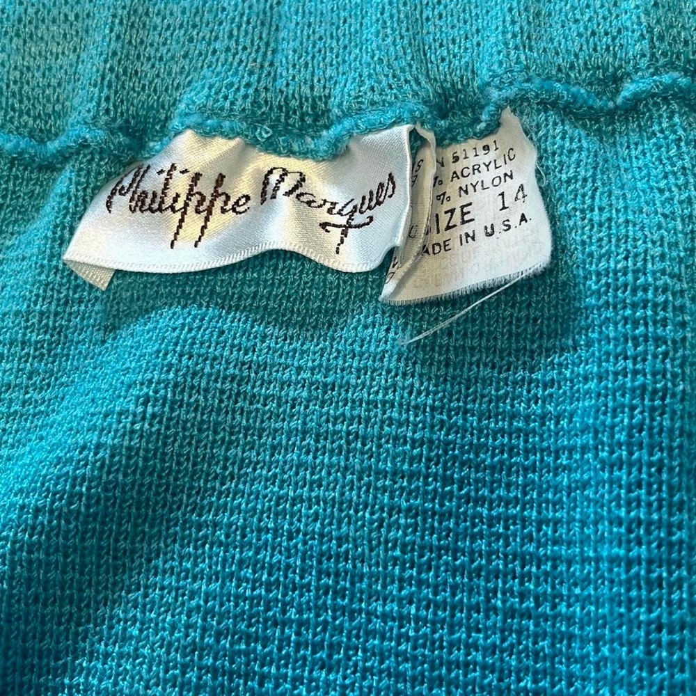 Vintage Blue Knit Midi Skirt Size 14 Coastal Grandmother Cottagecore - Picture 4 of 5